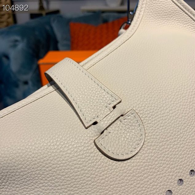 Hermes original togo leather evelyne pm shoulder bag E29 white