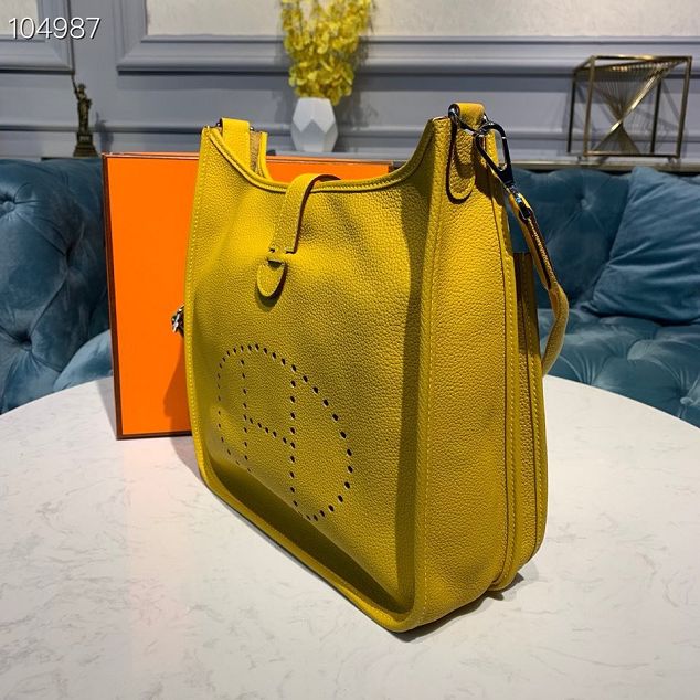 Hermes original togo leather evelyne pm shoulder bag E29 yellow