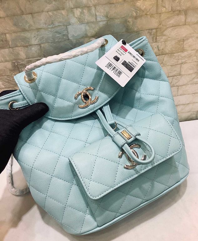 2020 CC original grained calfskin backpack AS1371 sky blue