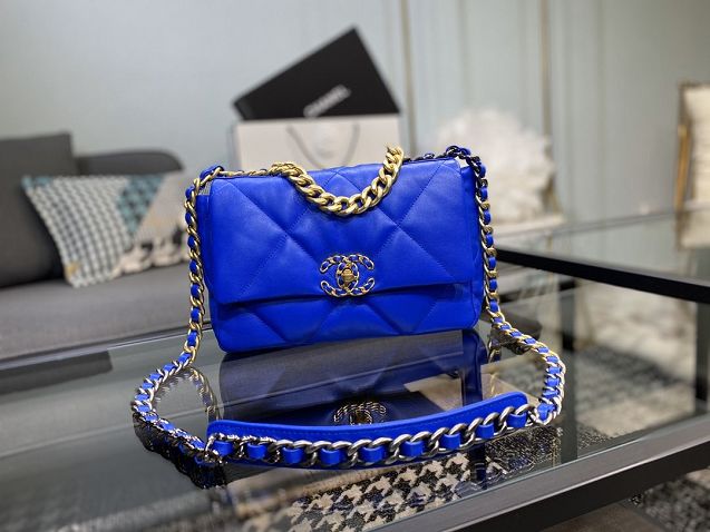 2020 CC original lambskin 19 flap bag AS1160 blue