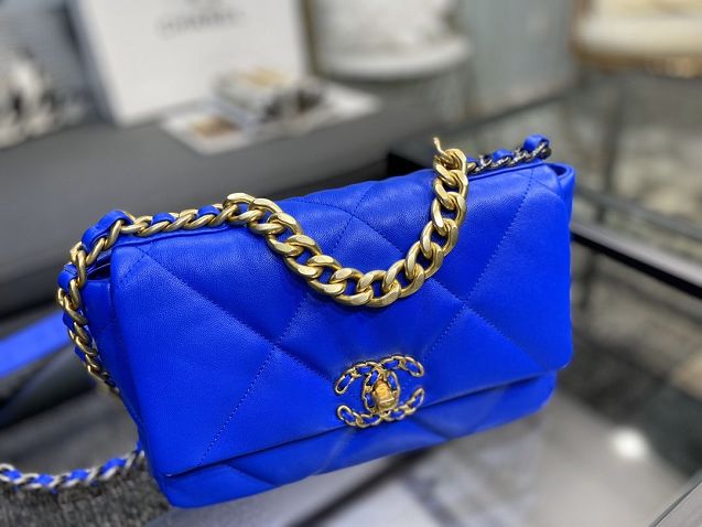 2020 CC original lambskin 19 flap bag AS1160 blue