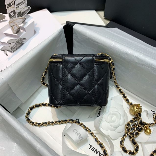 2020 CC original lambskin small box with chain AP1447 black