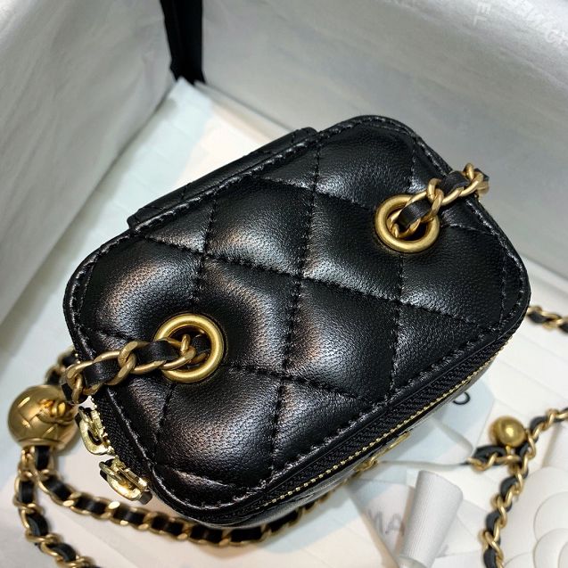 2020 CC original lambskin small box with chain AP1447 black