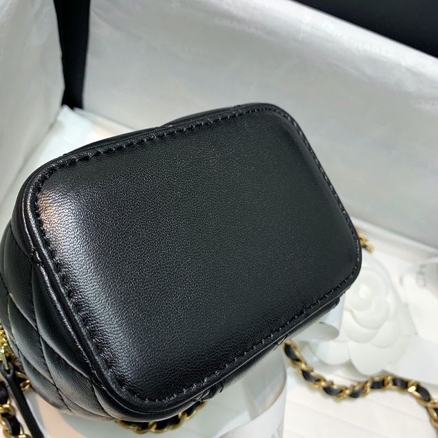 2020 CC original lambskin small box with chain AP1447 black