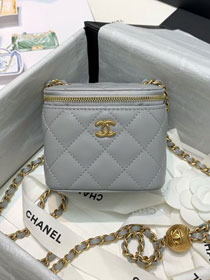 2020 CC original lambskin small box with chain AP1447 grey