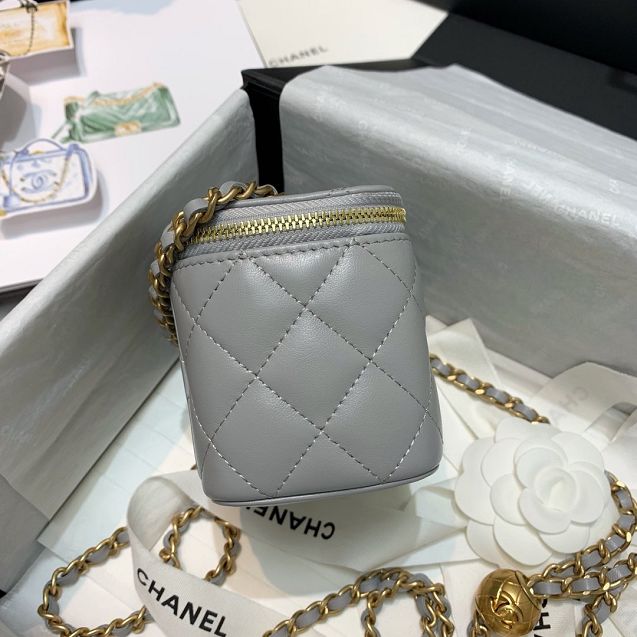 2020 CC original lambskin small box with chain AP1447 grey