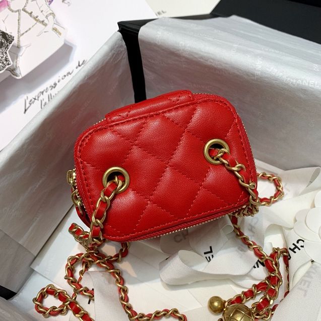 2020 CC original lambskin small box with chain AP1447 red