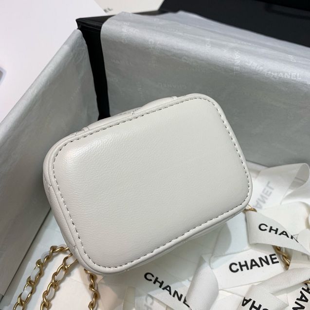 2020 CC original lambskin small box with chain AP1447 white