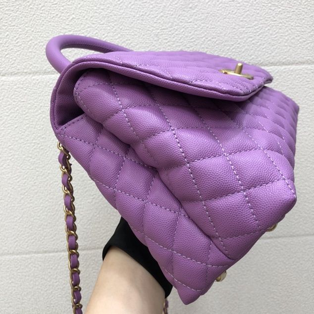 CC original grained calfskin large coco handle bag A92991 purple