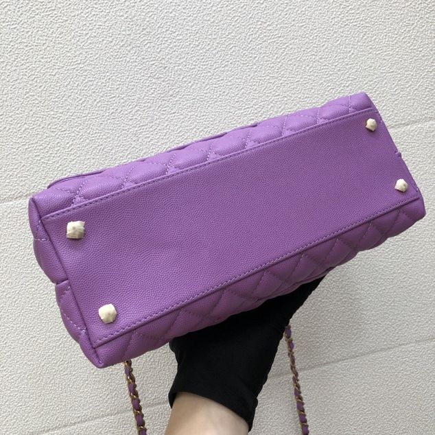 CC original grained calfskin large coco handle bag A92991 purple