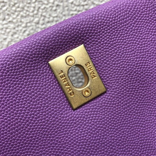 CC original grained calfskin large coco handle bag A92991 purple