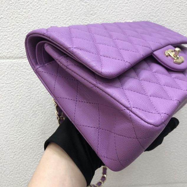 CC original grained calfskin large flap bag A58600 purple