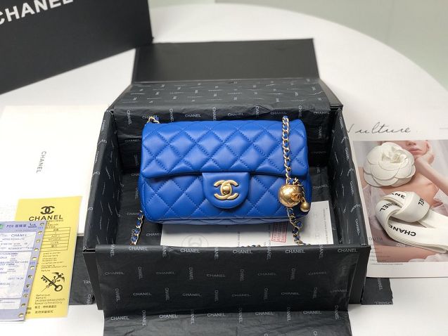 2020 CC original lambskin flap bag AS1787 blue