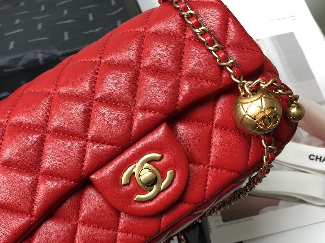 2020 CC original lambskin flap bag AS1787 red