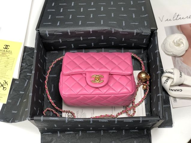 2020 CC original lambskin small flap bag AS1786 pink