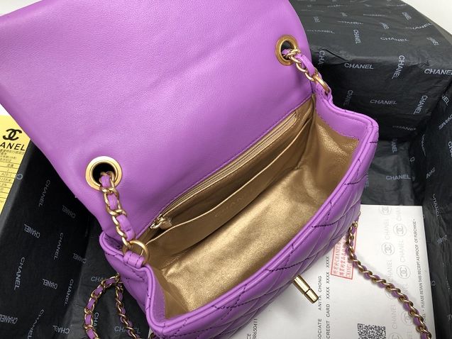 2020 CC original lambskin small flap bag AS1786 purple