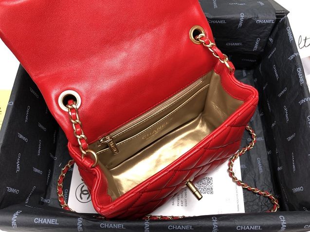 2020 CC original lambskin small flap bag AS1786 red