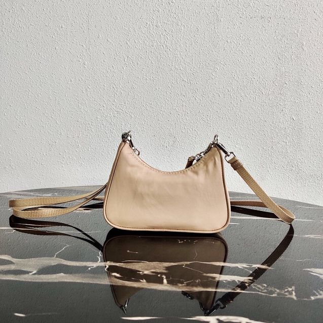 Prada original nylon mini hobo bag 1TT122 apricot