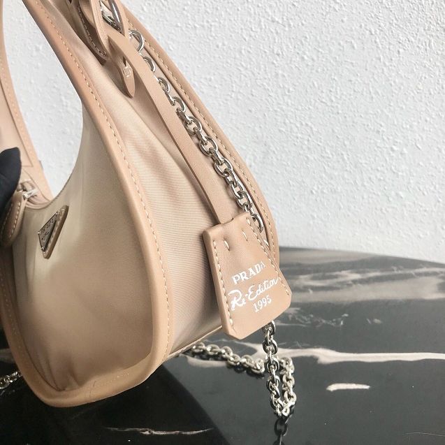 Prada original nylon re-edition 2000 hobo bag 1BC114 apricot