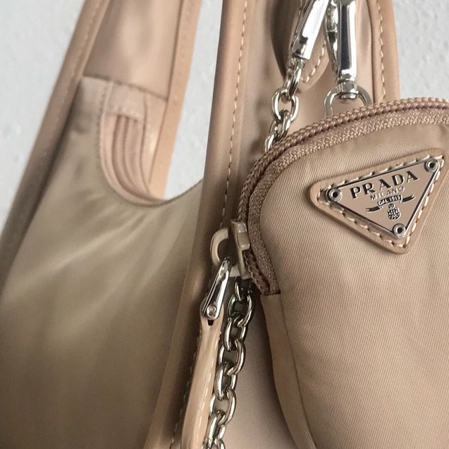 Prada original nylon re-edition 2000 hobo bag 1BC114 apricot