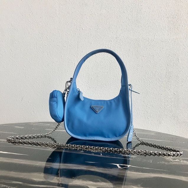 Prada original nylon re-edition 2000 hobo bag 1BC114 blue