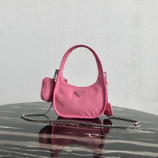 Prada original nylon re-edition 2000 hobo bag 1BC114 pink