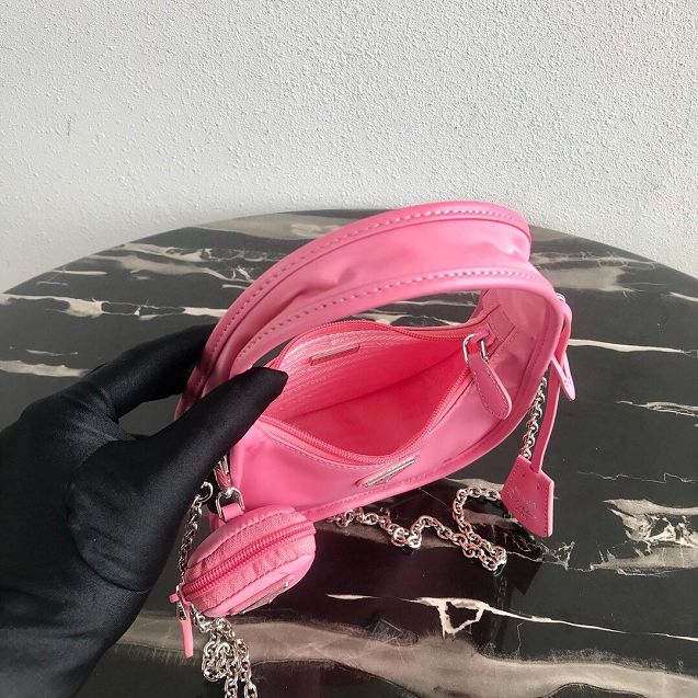 Prada original nylon re-edition 2000 hobo bag 1BC114 pink