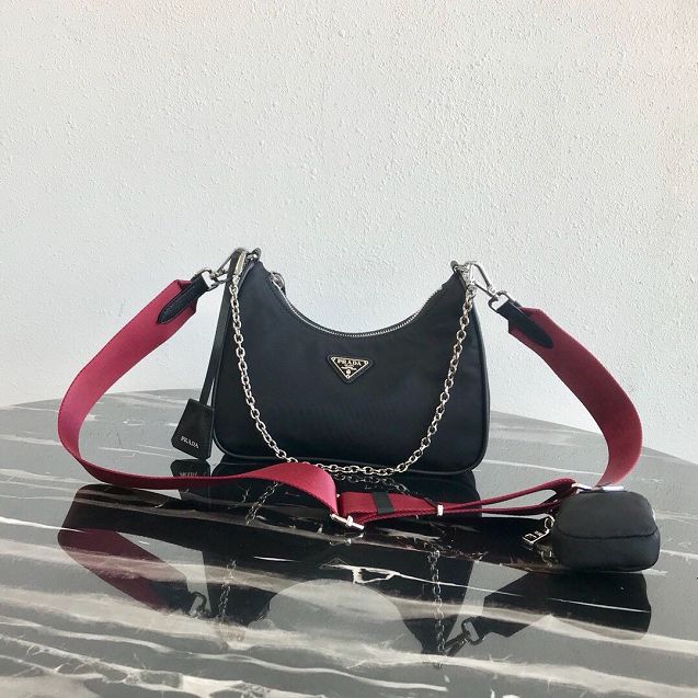 Prada original nylon shoulder bag 1BH204 black