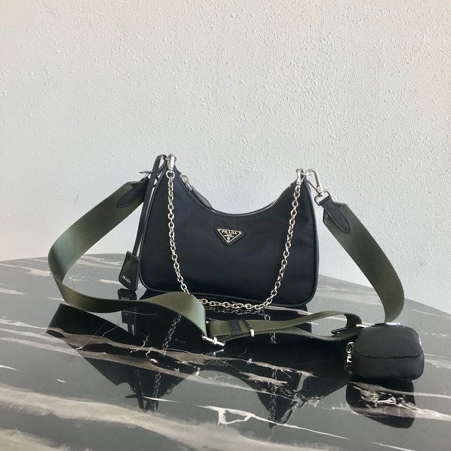 Prada original nylon shoulder bag 1BH204 black