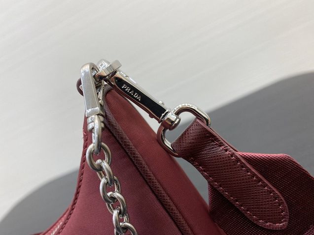 Prada original nylon shoulder bag 1BH204 bordeaux