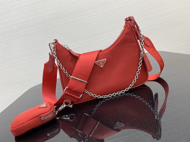 Prada original nylon shoulder bag 1BH204 red