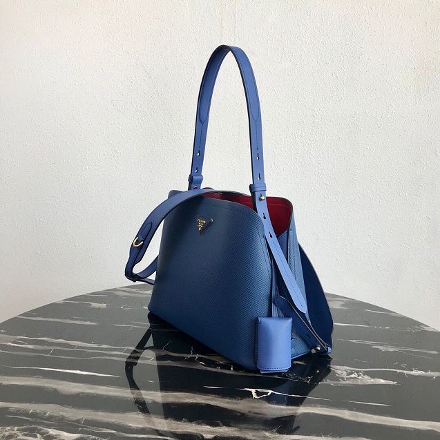 Prada original saffiano leather matinee small handbag 1BA251 blue