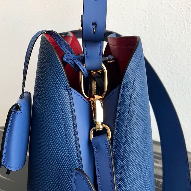 Prada original saffiano leather matinee small handbag 1BA251 blue