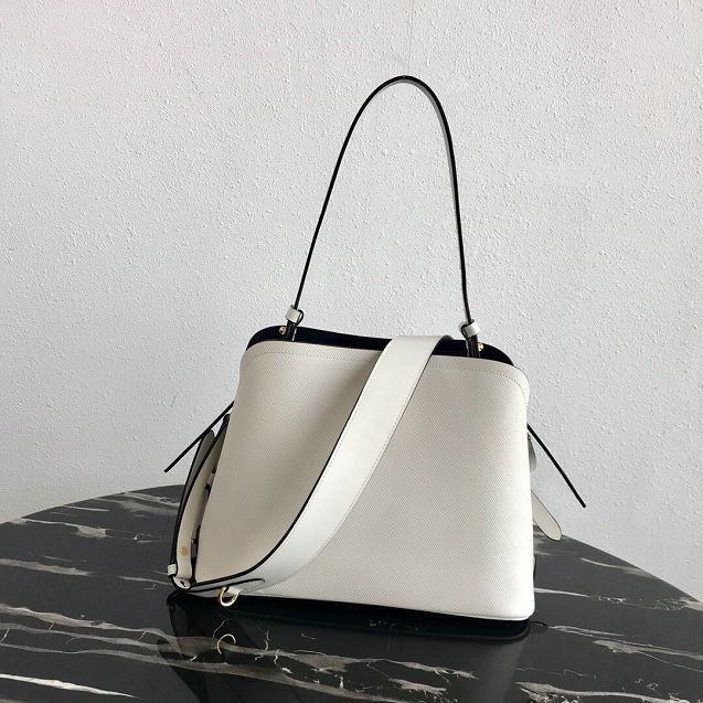 Prada original saffiano leather matinee small handbag 1BA251 white