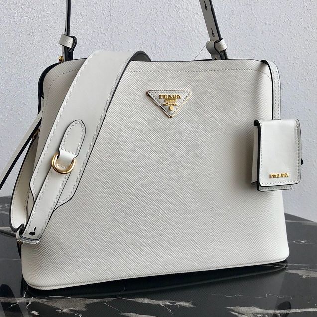 Prada original saffiano leather matinee small handbag 1BA251 white