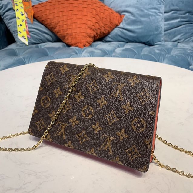 Louis vuitton original monogram croisette chain wallet m60457 pink