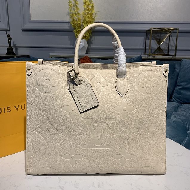 louis vuitton original calfskin onthego tote bag gm M45081 beige