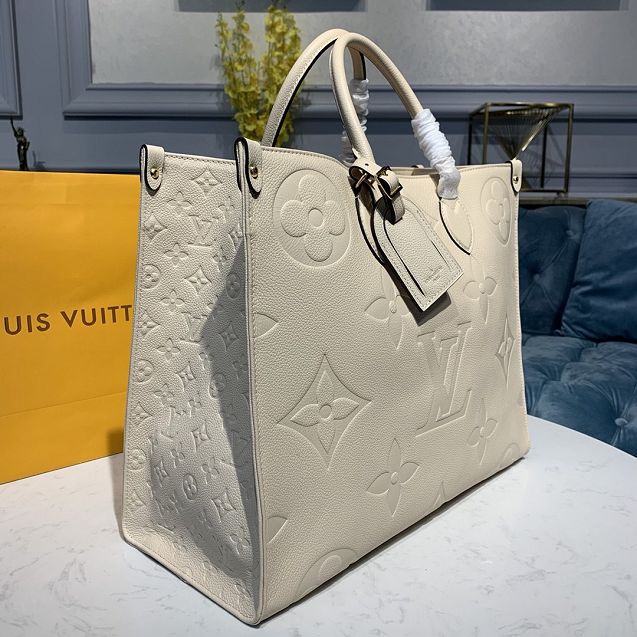 louis vuitton original calfskin onthego tote bag gm M45081 beige