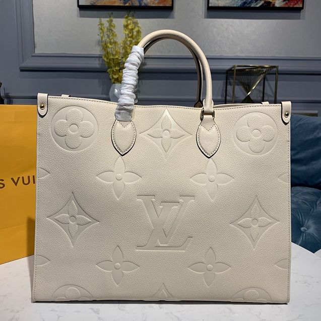 louis vuitton original calfskin onthego tote bag gm M45081 beige