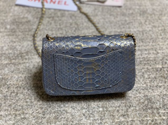 CC original python leather flap bag AS1787 dark grey&gold