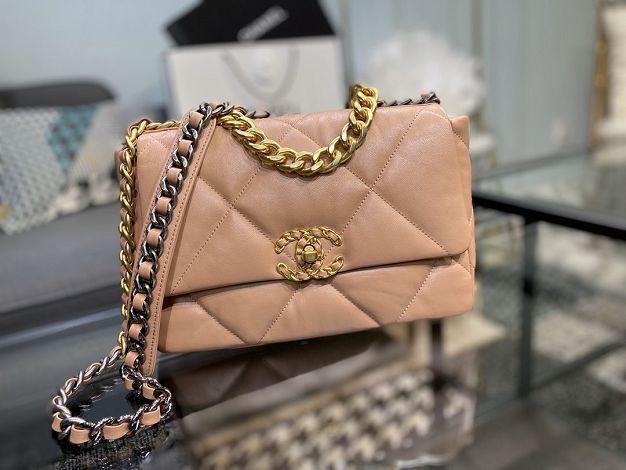 2020 CC original lambskin 19 flap bag AS1160 nude