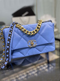 2020 CC original lambskin 19 large flap bag AS1161 blue