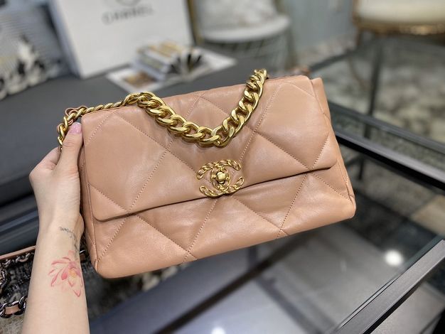 2020 CC original lambskin 19 large flap bag AS1161 nude