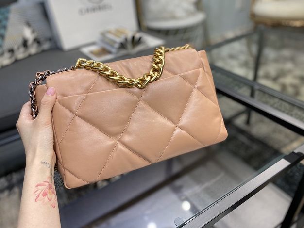 2020 CC original lambskin 19 large flap bag AS1161 nude