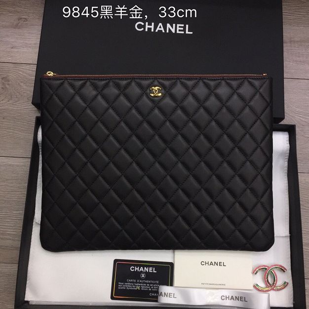 CC original lambskin leather clutch A10066 black