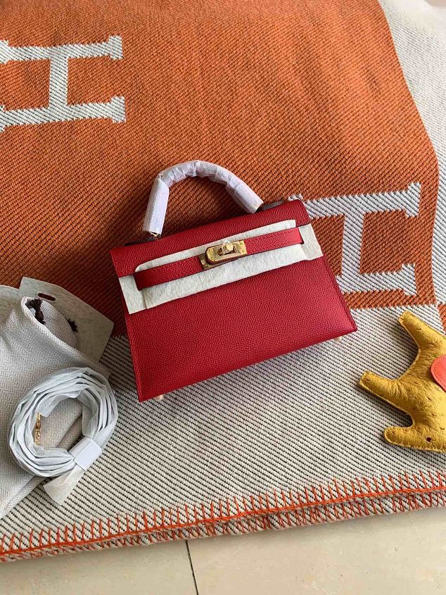 Hermes original epsom leather mini kelly 19 bag K0019 red