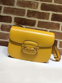 2021 GG original calfskin 1955 horsebit shoulder bag 602204 yellow