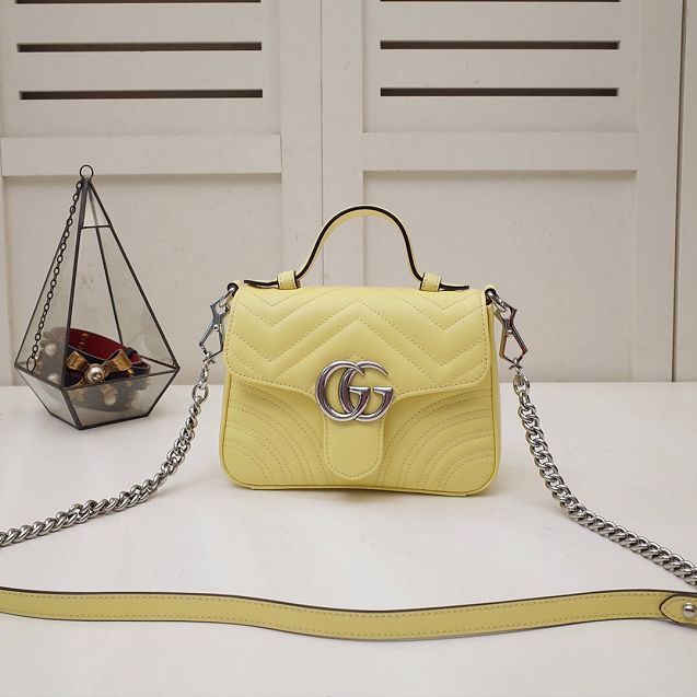 GG marmont original calfskin mini top handle bag 547260 yellow