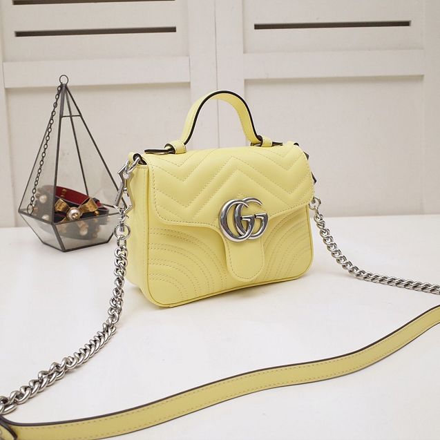 GG marmont original calfskin mini top handle bag 547260 yellow