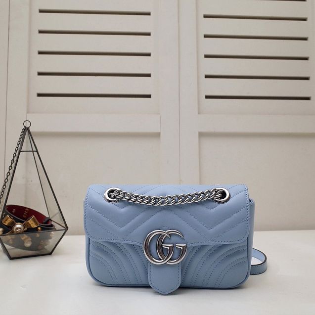 GG original calfskin marmont mini bag 446744 light blue